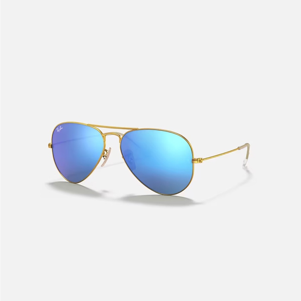 NWB Ray-ban blue mirror lens and matte gold frame sunglasses